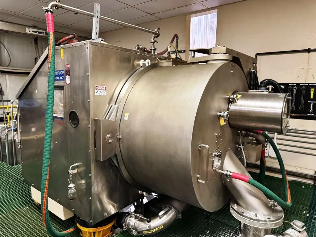 Krauss-Maffei HZ 1250/2.5 Ph CIP peeler centrifuge, 316L SS.