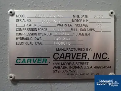 USED Carver 15 Ton Carver Press, Model 3888