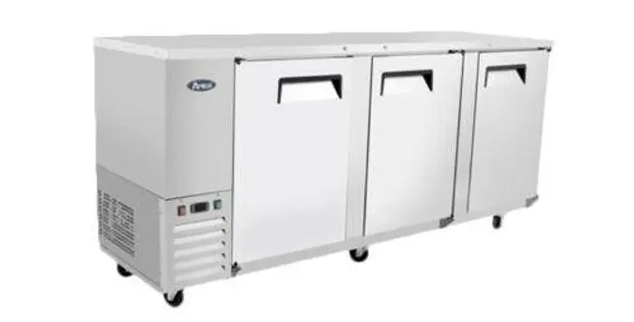 Back Bar Cooler, 2 Section, 89" Wide, 3 Solid Doors, 6 Shelves, Atosa MBB90-GR