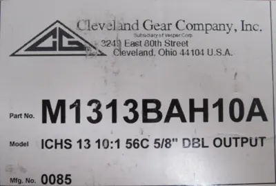 NEW CLEVELAND GEAR M1313BAH10A GEAR REDUCER ICHS 13 10:1 56C