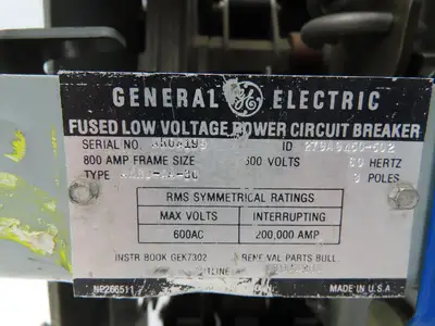 General Electric AKRU-4A-30 AK Ser Air Circuit Breaker 800A 600V Microversa Trip
