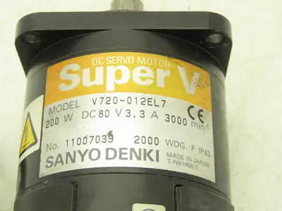 Sanyo Denki V720-012EL7 Super V DC Servo Motor 80 VDC With Encoder