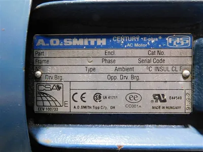 A.O.Smith F-391322-65 AC Motor 3HP 230/460V 1760 RPM 8.2/4.1A Used