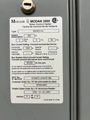 Modan 3000 VFD MCC, 600V, 3-Ph, 1200A, 6 Sections