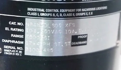NEW ASHCROFT NPAN7DLS05 XFS PRESSURE SWITCH 7500 PSI