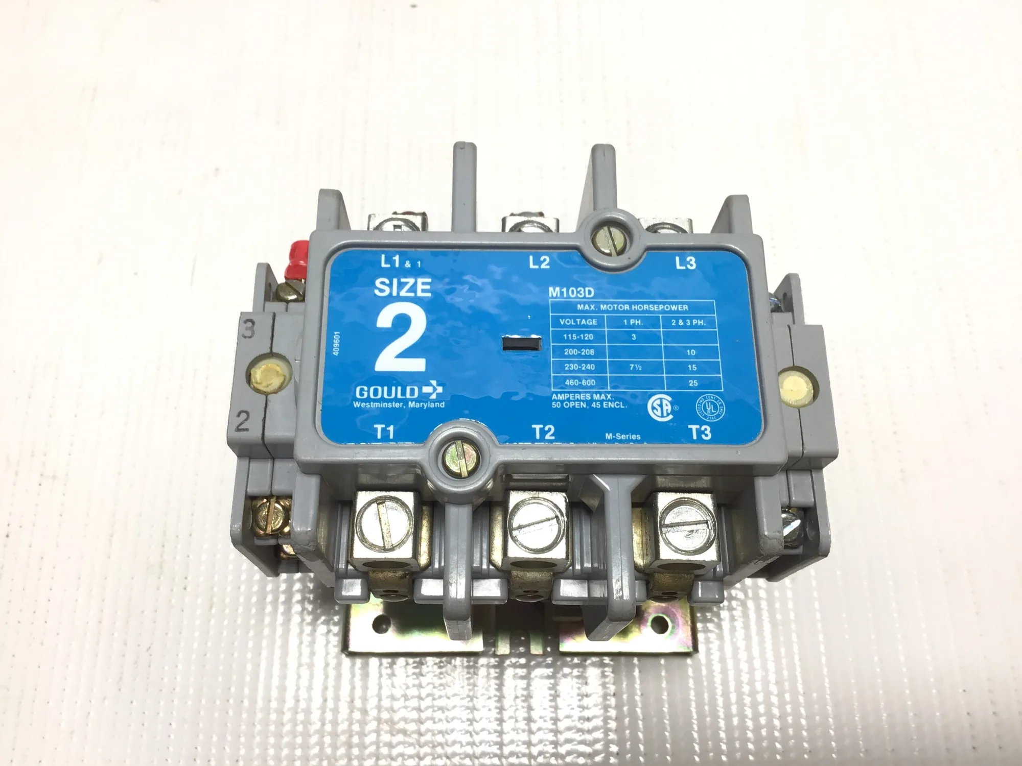 Gould M103D12-X1 M-Series AC Magnetic Contactor 110-120V 50/60Hz 3 Poles Size 2
