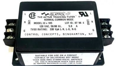 NEW CONTROL CONCEPTS IC+105 ISLATROL TRACKING FILTER 120VAC 50/60HZ 5.0 A IC105