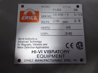 Eriez Model P150 Industrial Precipitator Vibrator Style 26 230V Used