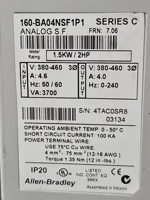 Allen Bradley 160-BA04NSF1P1 Ser C Variable Speed Drive (BIN344)