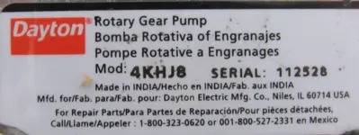 NEW DAYTON 4KHJ8 ROTARY GEAR PUMP