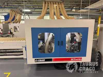 Used 2019 E-CHAIN ECT-48S ANGULAR DOUBLE END-TENONER LINE Woodworking Tenoners Ontario CA | Taurus Craco Machinery Inc #1314188