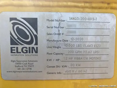 Used 2020 ELGIN 2020 ELGIN TANGO-200-HD3-T Water Treatment Equipment Florida US | HDD Broker #1346999