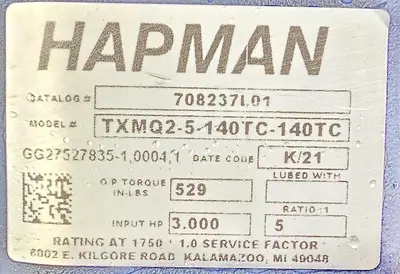 USED HAPMAN TXMQ2-5-140TC-140TC