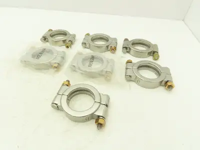 TL China 13MHP-2-304 Double Bolted Sanitary Clamp 2" Pipe High Pressure Lot of 7