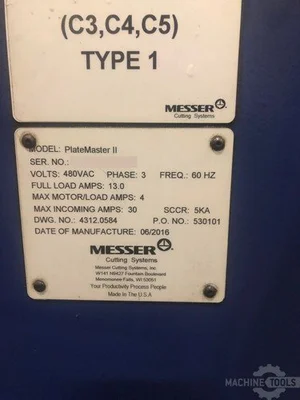 USED 2016 MESSER PLATE MASTER II