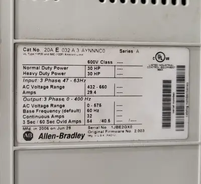 USED ALLEN-BRADLEY 20AE032A3AYNNNC0