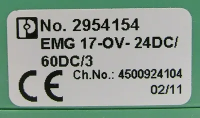 NEW PHOENIX CONTACT 2954154 RELAY EMG 17-OV-24VDC/60DC/3