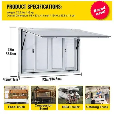 53" X 33" Concession sliding service window