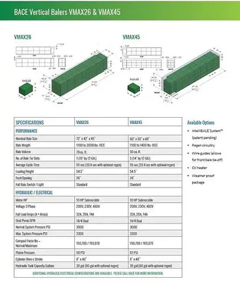 USED BACE VMAX-26 VERTICAL BALER