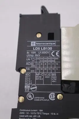 TELEMECANIQUE LD5 LB130 REVERSING STARTER STOCK 4653