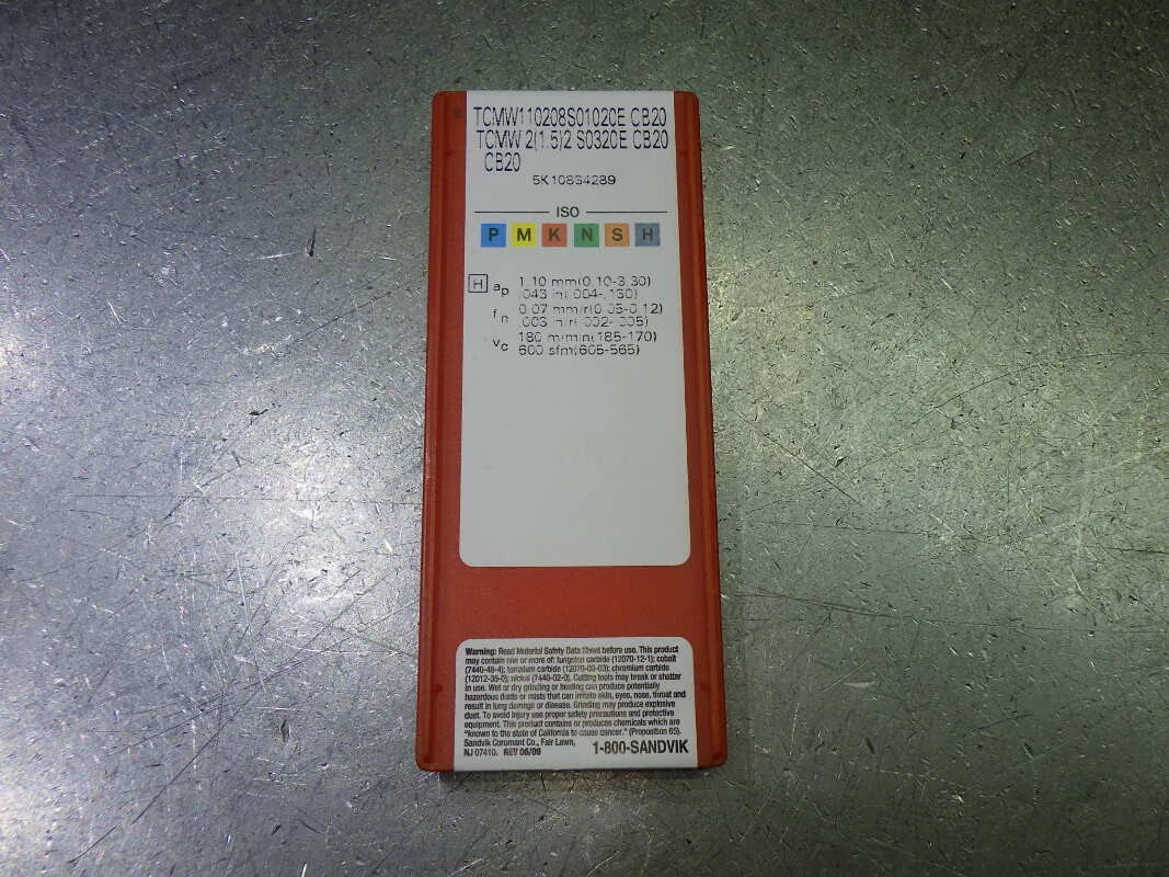 Sandvik CBN Tipped Carbide Inserts QTY5 TCMW2(1.5)2 S0320E CB20 (LOC1975A)