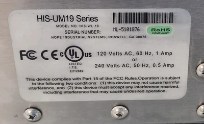 USED Hope Industrial Systems HIS-UM19