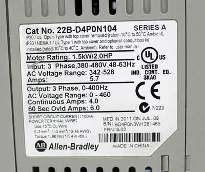 USED ALLEN BRADLEY 22B-D4P0N104