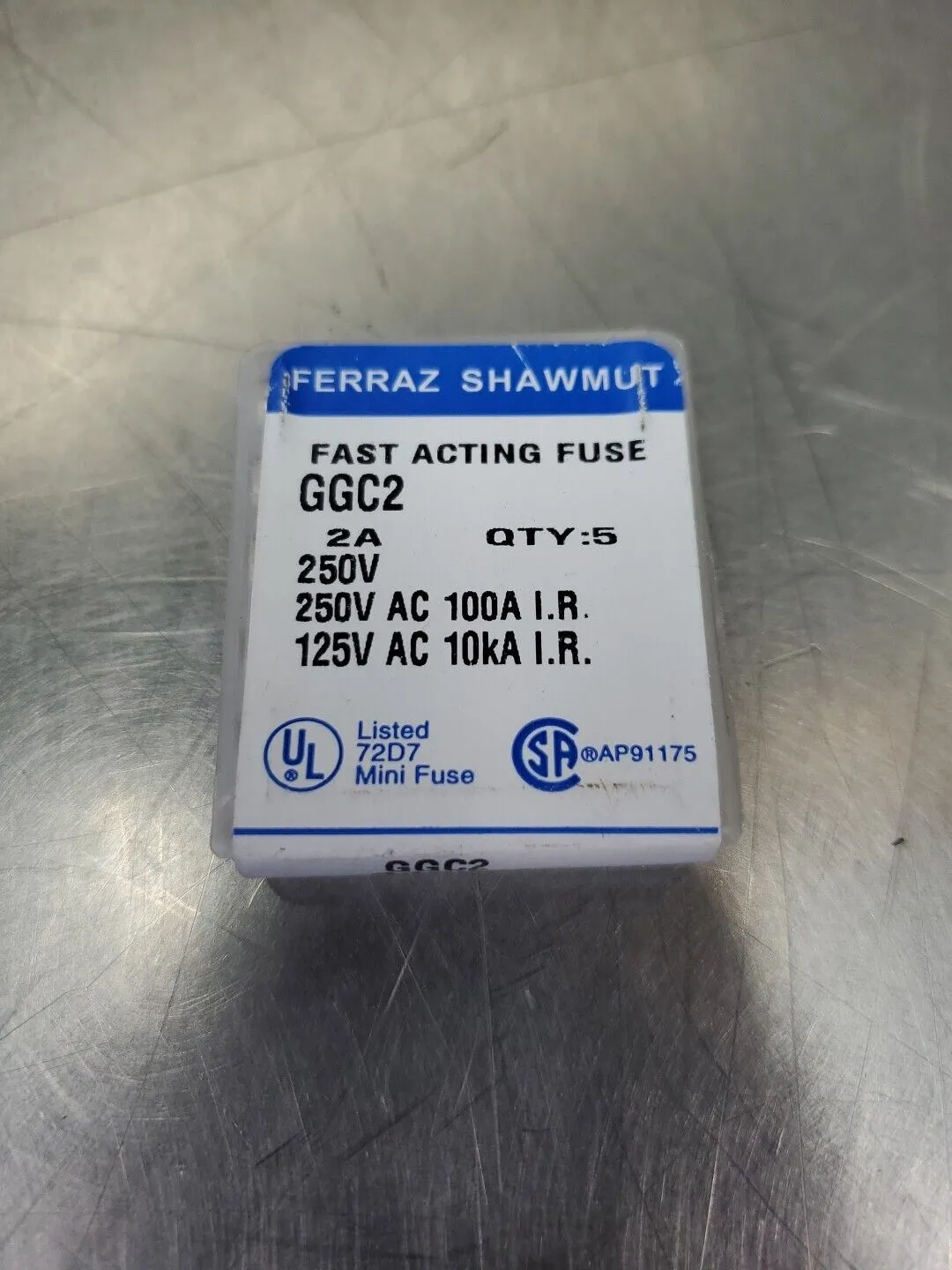 Ferraz Shawmut GGC2 Fast-Acting Fuse, 250V 2A - Lot of 5. 4C-38