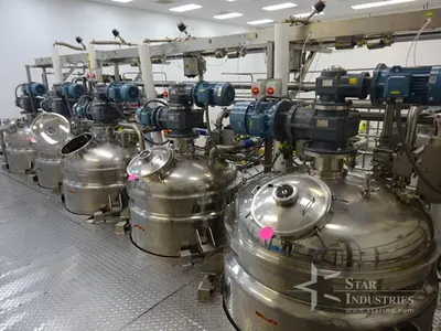Process Kitchen, Jacketed, Vacuum, Multi Motion Mixing Kettles, Pumps and Mezzanine- BULK LOT