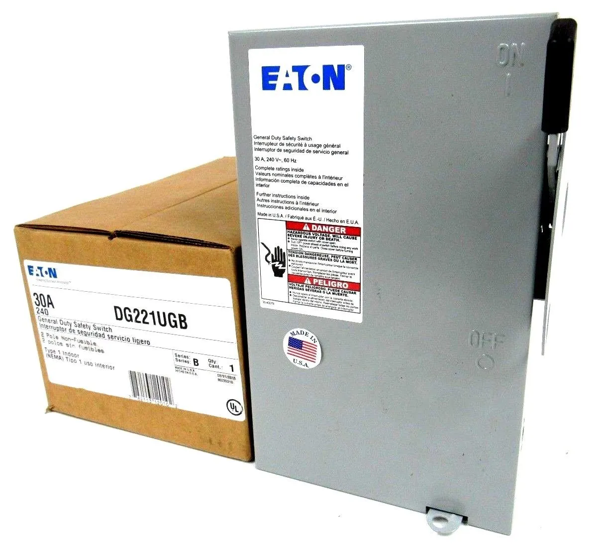 NEW EATON DG221UGB SAFETY SWITCH 30A TYPE 1 2 POLE