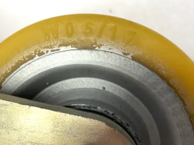 USED BLICKLE HEAVY DUTY WELDED STEEL FIXED CASTER 125MM WHEEL DIA. X 50MM WIDE
