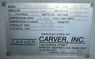 USED 2002 CARVER CARVER 3893-4D10A00 PRESS