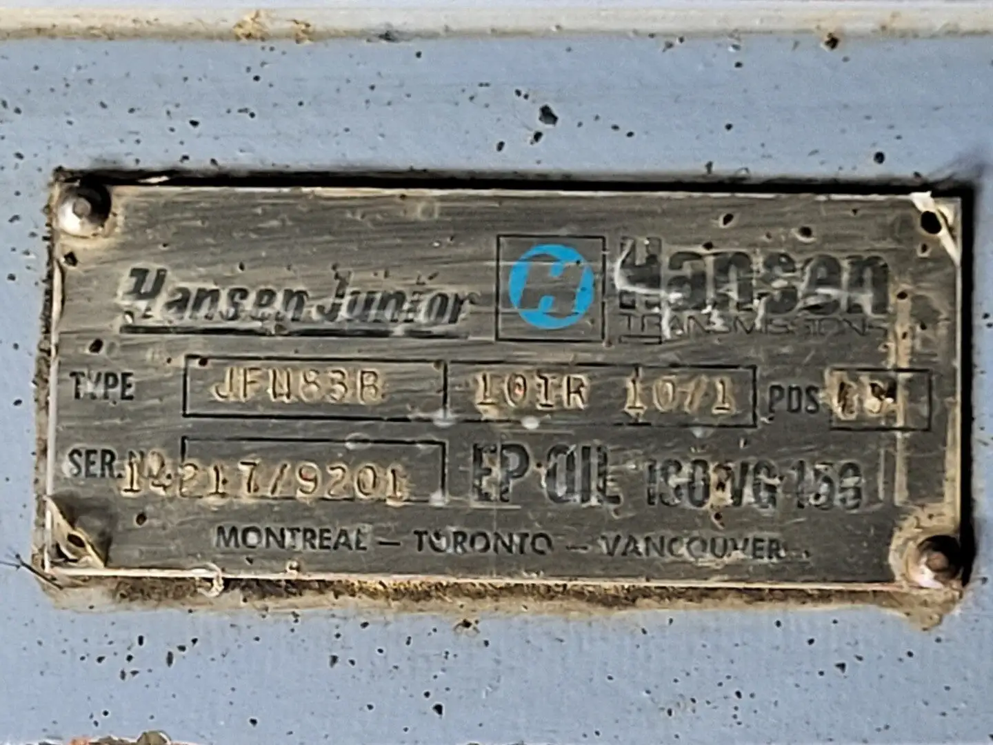 Used HANSEN JFN83B10IR Gearboxes British Columbia CA | Lenmark #268285
