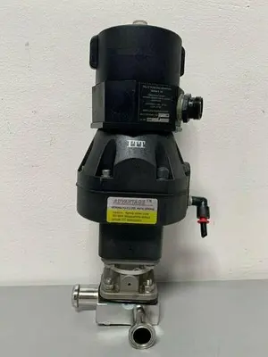 USED ITT SHEROTEC 3-WAY STAINLESS STEEL VALVE W/ 3/4" SANITARY FIT & POSITION MONITOR