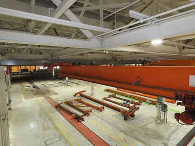 Cleveland Tramrail P&H 3 Ton Single Girder Underhung Bridge Crane 45' 10" Span