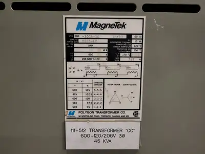 Used MAGNETEK 5H3-30CR-3C Transformers British Columbia CA | Lenmark #265678
