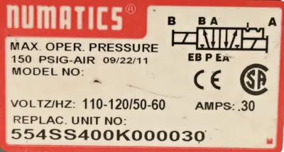 NEW ASCO NUMATICS 554SS400K000030