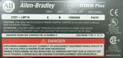 REFURBISHED ALLEN BRADLEY 2707-L8P1X OPERATOR INTERFACE SER C REV B 2707L8P1X