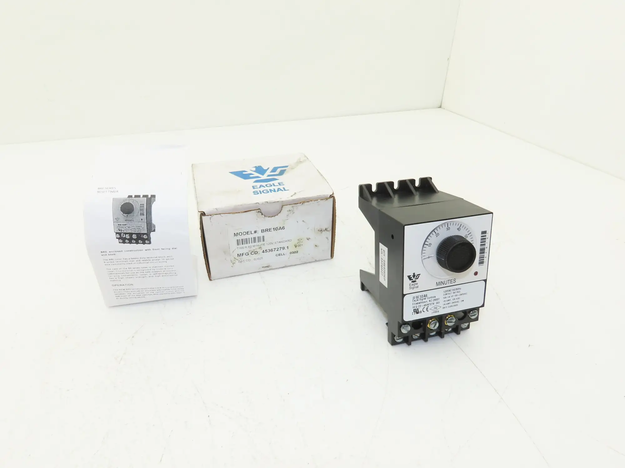 Eagle Signal BRE10A6 Electronic Analog Dial Preset Timer 0-60 Min 120V