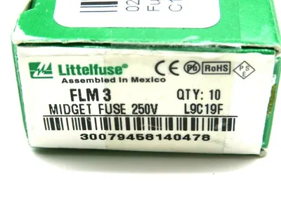 10 NEW LITTELFUSE FLM-3 MIDGET FUSE 250V FLM3