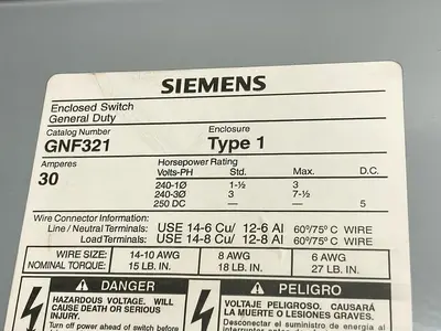 New | in-Stock SIEMENS GNF321 Miscellaneous Equipment (Electrical & Power) | Surplus Asset Holdings #1191136