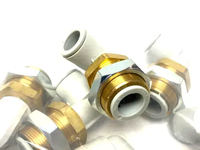 USED SMC PUSH-TO-CONNECT BULKHEAD MALE ELBOW FITTING 12MM