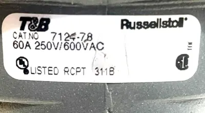 USED RUSSELLSTOL 7124-78 PLUG & CONNECTOR 60A 250V/600VAC 712478