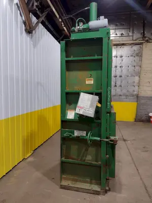72" X 30" PHILADELPHIA TRAMRAIL PTR MODEL #7230 VERTICAL HYDRAULIC CARDBOARD BALER: STOCK #18052