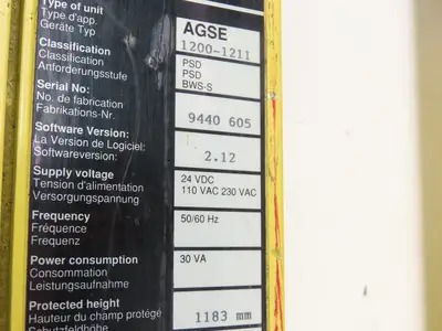 Sick AGSE 1200 Series Safety Light Curtain Emitter/Receiver Set 1183mm x 6m