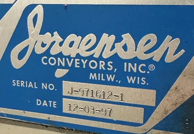 JORGENSON 16" X 14 1/2' CHIP CONVEYOR