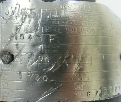 USED DRESSER 1543F RELIEF VALVE SIZE 1 SET PRESSURE 100