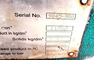 Westfalia OSD 18-0136-067/15 fuel oil purifier, SS.