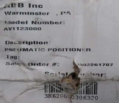 NEW ABB AV1123000 PNEUMATIC POSITIONER