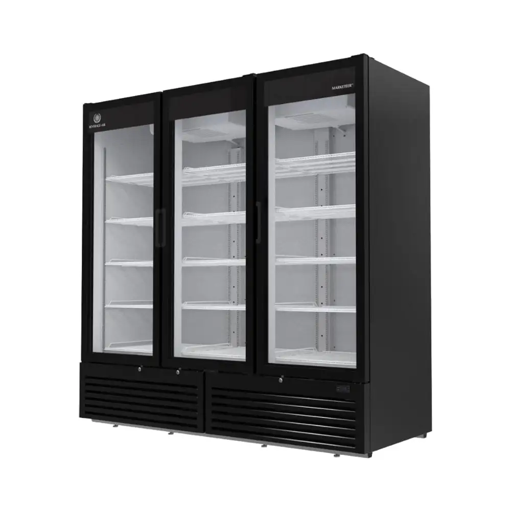 Beverage-Air MT72-1B 78 3/4" Marketmax® Three Section Glass Door Merchandiser - (3) Left/right Hinge Doors, Black, 115v
